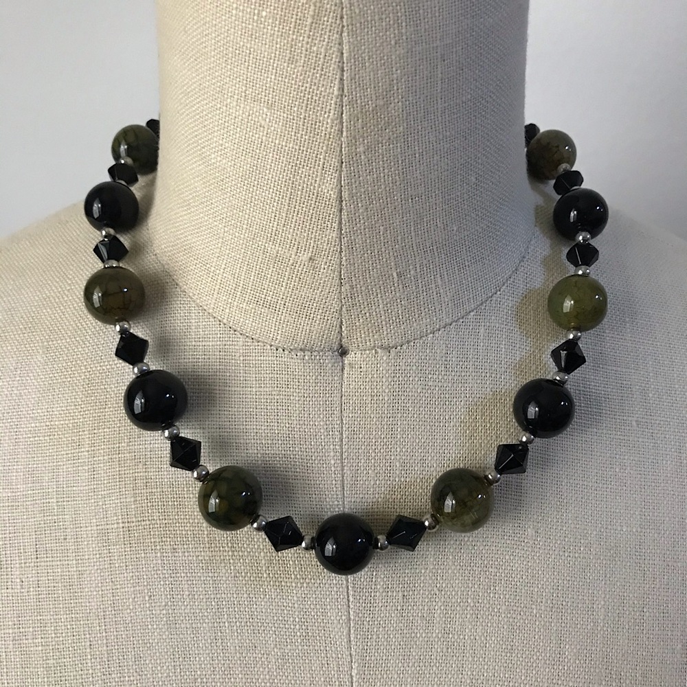Statement large beaded necklace